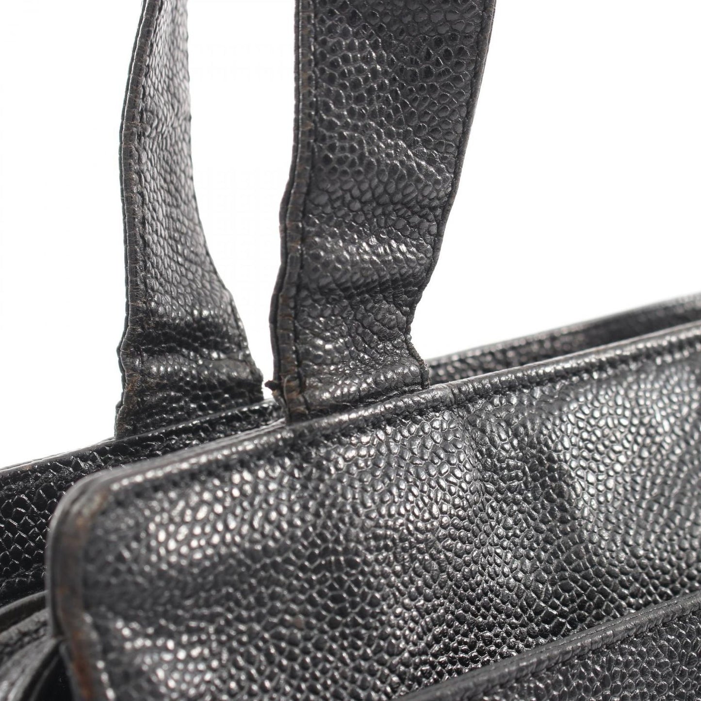 Chanel Tote CC Logo Turnlock Black Caviar Leather Shoulder — view 8