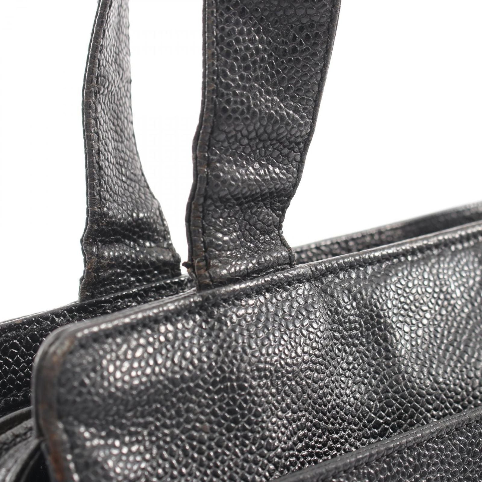 Chanel Tote CC Logo Turnlock Black Caviar Leather Shoulder — view 8