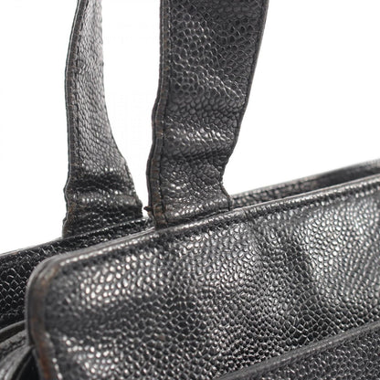 Chanel Tote CC Logo Turnlock Black Caviar Leather Shoulder — view 8