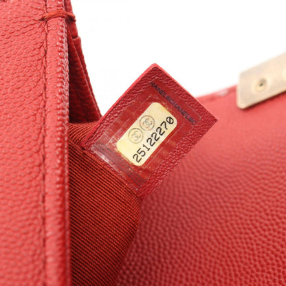 Chanel Shoulder Bag Boy Small Blanc Stitch Red Caviar Leather Boy Chain — view 5