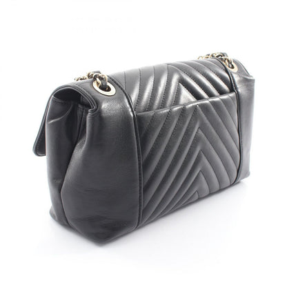 Chanel Shoulder Bag Blanc Stitch Black Lambskin Chain — view 2