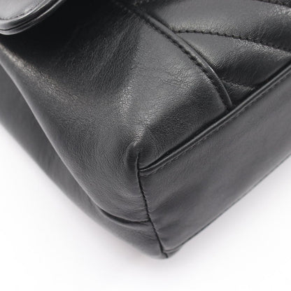 Chanel Shoulder Bag Blanc Stitch Black Lambskin Chain — view 6