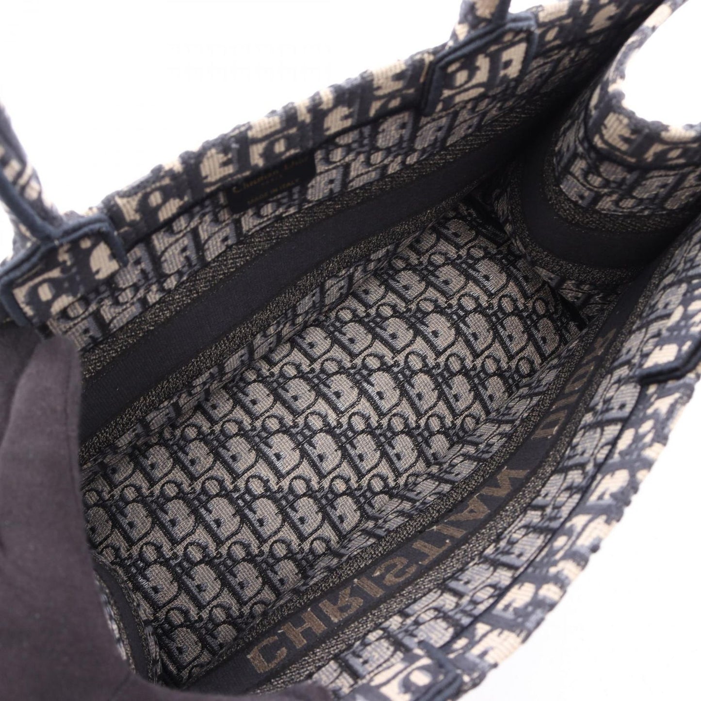 Dior Tote Book Oblique Embroidery Navy Canvas — view 3