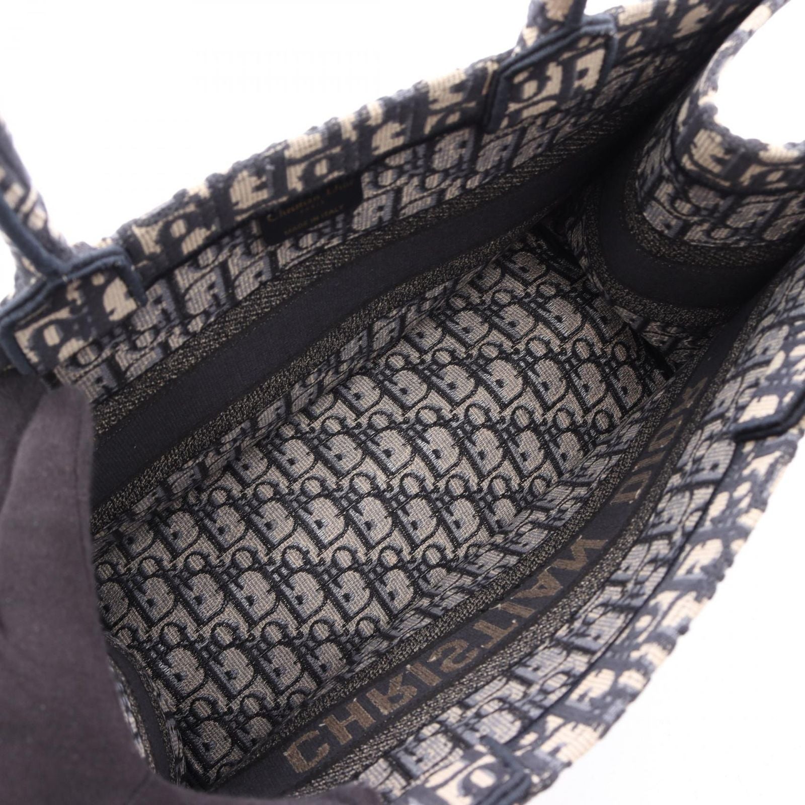 Dior Tote Book Oblique Embroidery Navy Canvas — view 3