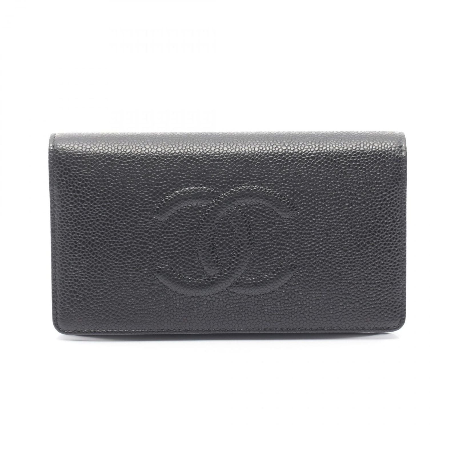 Chanel Bifold Wallet CC Logo Black Caviar Leather