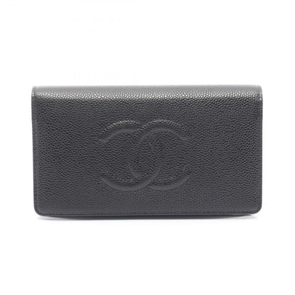 Chanel Bifold Wallet CC Logo Black Caviar Leather