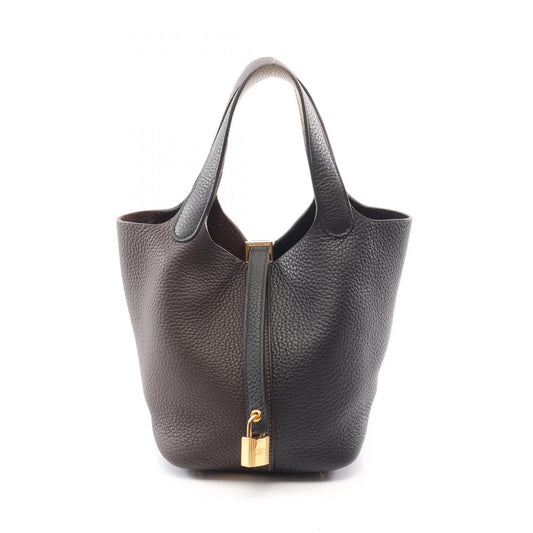 Hermes Handbag Picotin Lock PM Tricolor Black Macassar Beige Maruf Leather PM