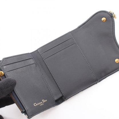 Dior Trifold Wallet Saddle Lotus Navy Canvas Nymphea — view 3
