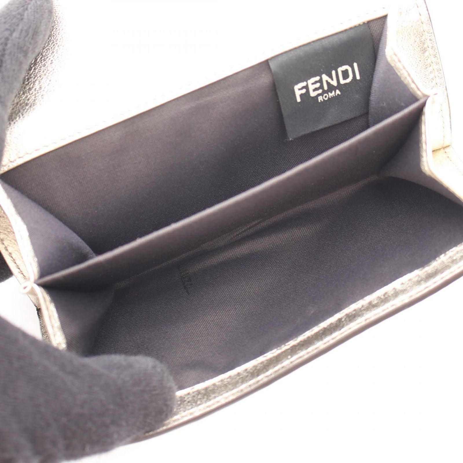 Fendi Bifold Wallet Baguette FF Embossed Champagne Gold Leather FF — view 4