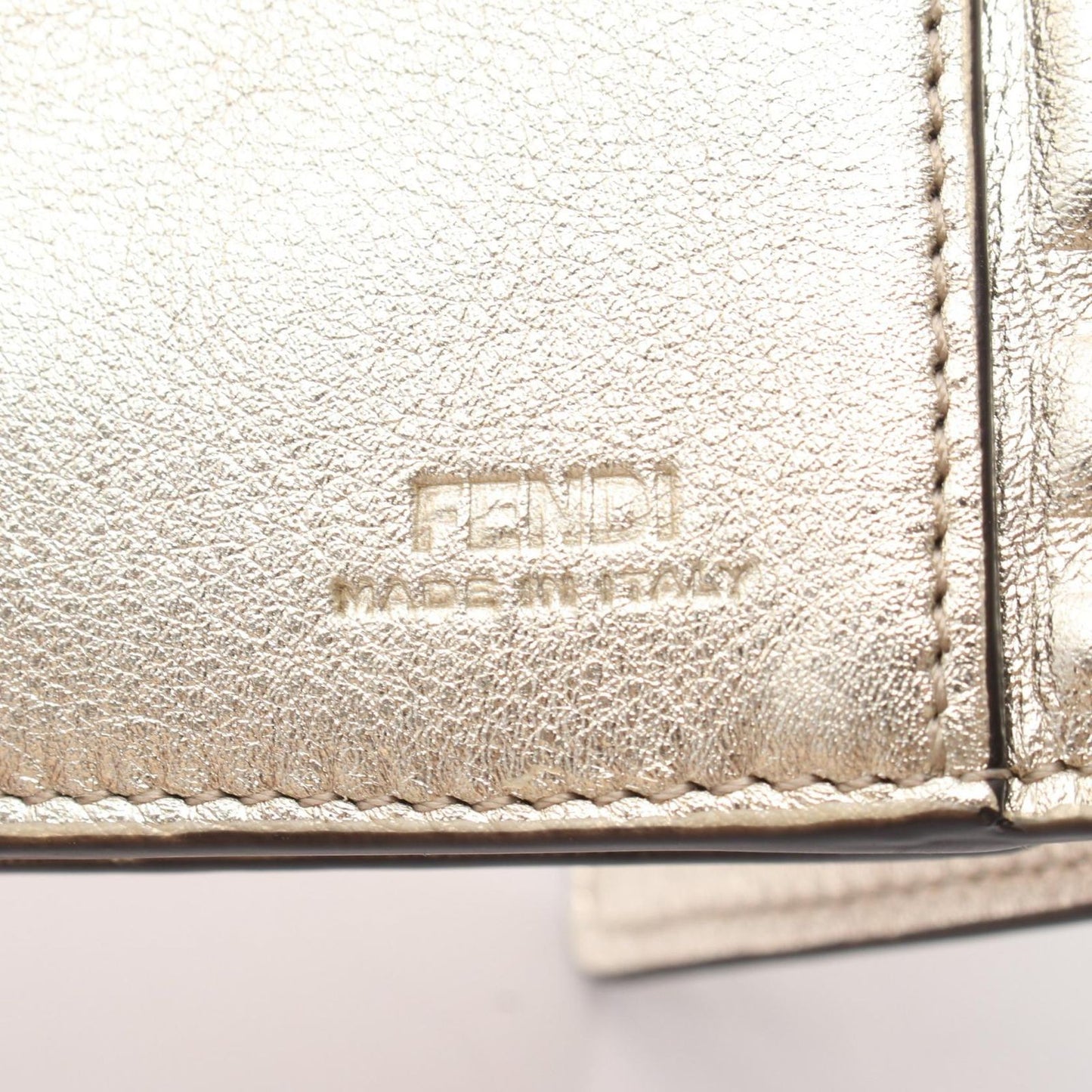 Fendi Bifold Wallet Baguette FF Embossed Champagne Gold Leather FF — view 5