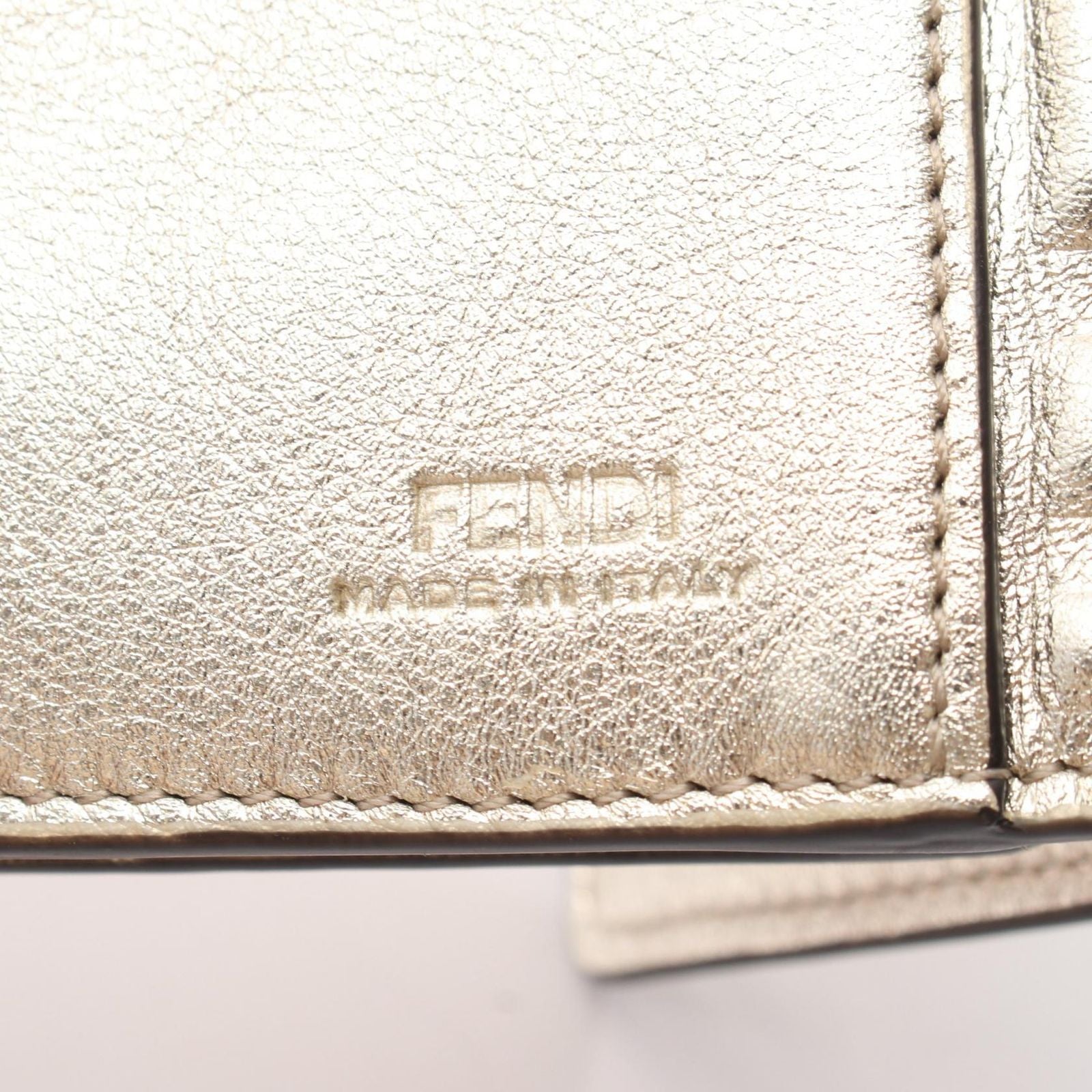 Fendi Bifold Wallet Baguette FF Embossed Champagne Gold Leather FF — view 5