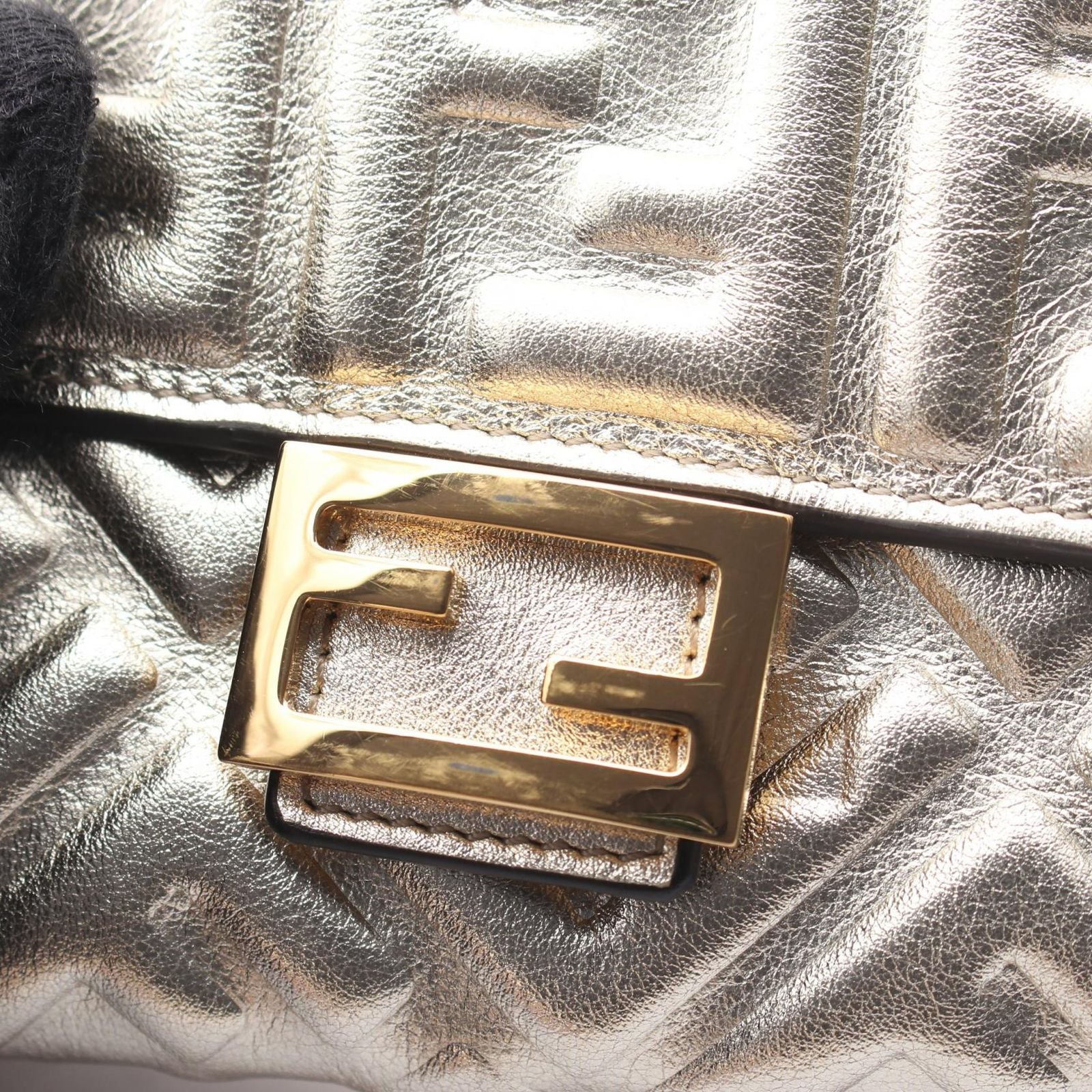 Fendi Bifold Wallet Baguette FF Embossed Champagne Gold Leather FF — view 7