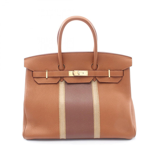 Hermes Handbag Birkin 35 Club Gold Brown Fishel Exotic Cles the