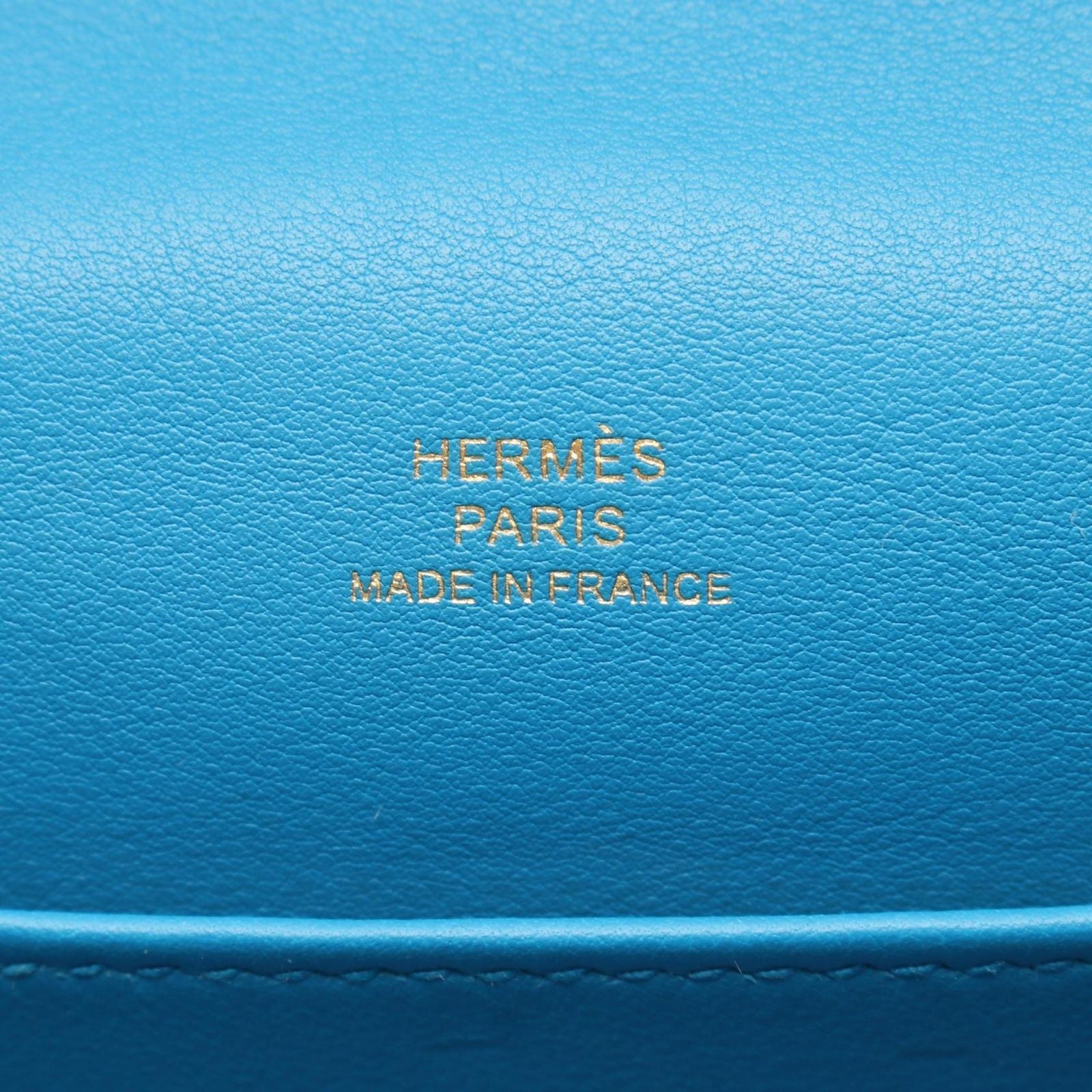 Hermes Handbag Pochette Kelly Mini Blue Frida Leather — view 4