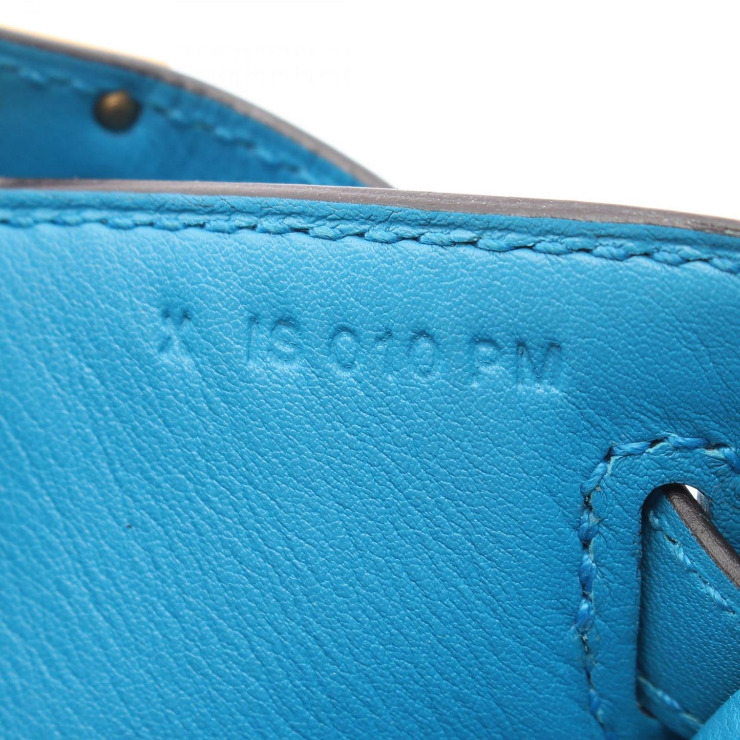 Hermes Handbag Pochette Kelly Mini Blue Frida Leather — view 5
