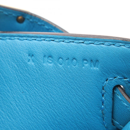 Hermes Handbag Pochette Kelly Mini Blue Frida Leather — view 5
