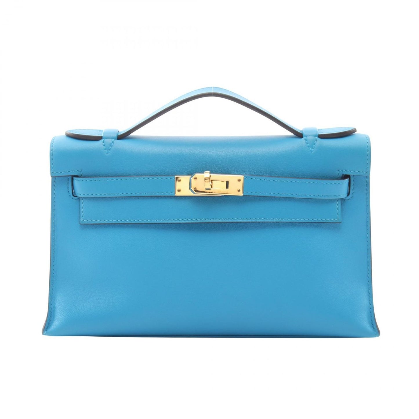 Hermes Handbag Pochette Kelly Mini Blue Frida Leather