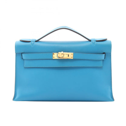 Hermes Handbag Pochette Kelly Mini Blue Frida Leather