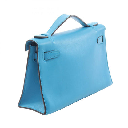 Hermes Handbag Pochette Kelly Mini Blue Frida Leather — view 2