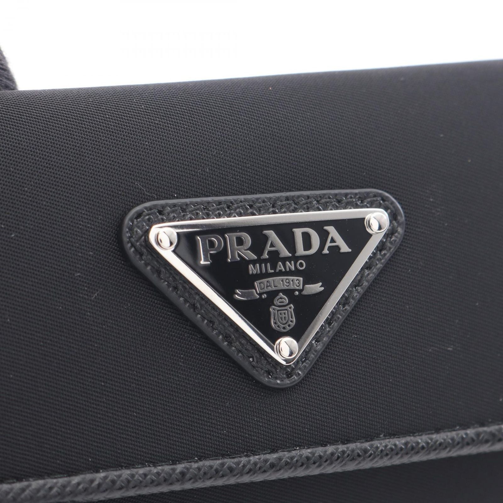 Prada Key Case Uzo Tessuto 6 Rows Black Nylon Saffiano Leather Triangle Logo — view 6