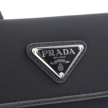 Prada Key Case Uzo Tessuto 6 Rows Black Nylon Saffiano Leather Triangle Logo — view 6