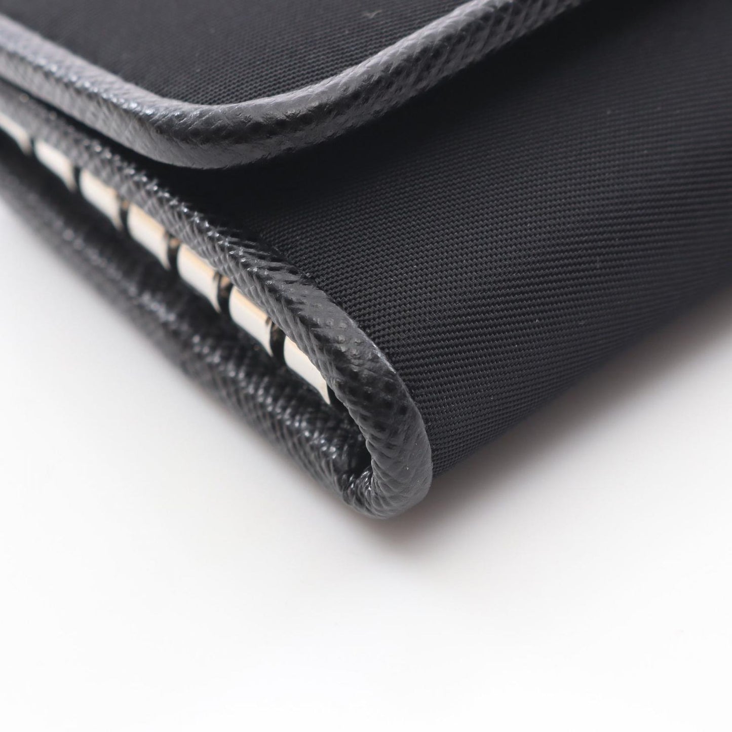 Prada Key Case Uzo Tessuto 6 Rows Black Nylon Saffiano Leather Triangle Logo — view 5