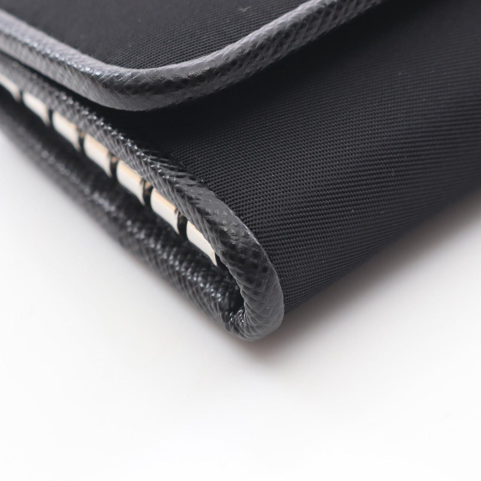 Prada Key Case Uzo Tessuto 6 Rows Black Nylon Saffiano Leather Triangle Logo — view 5
