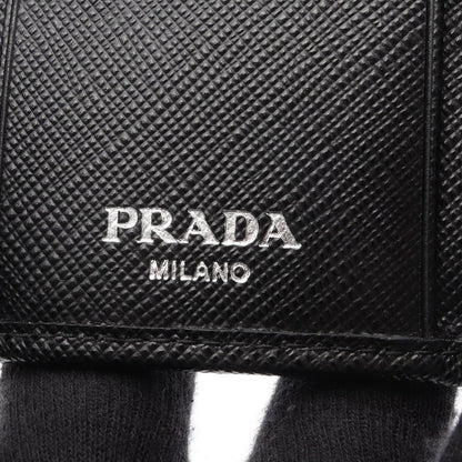 Prada Key Case Uzo Tessuto 6 Rows Black Nylon Saffiano Leather Triangle Logo — view 4