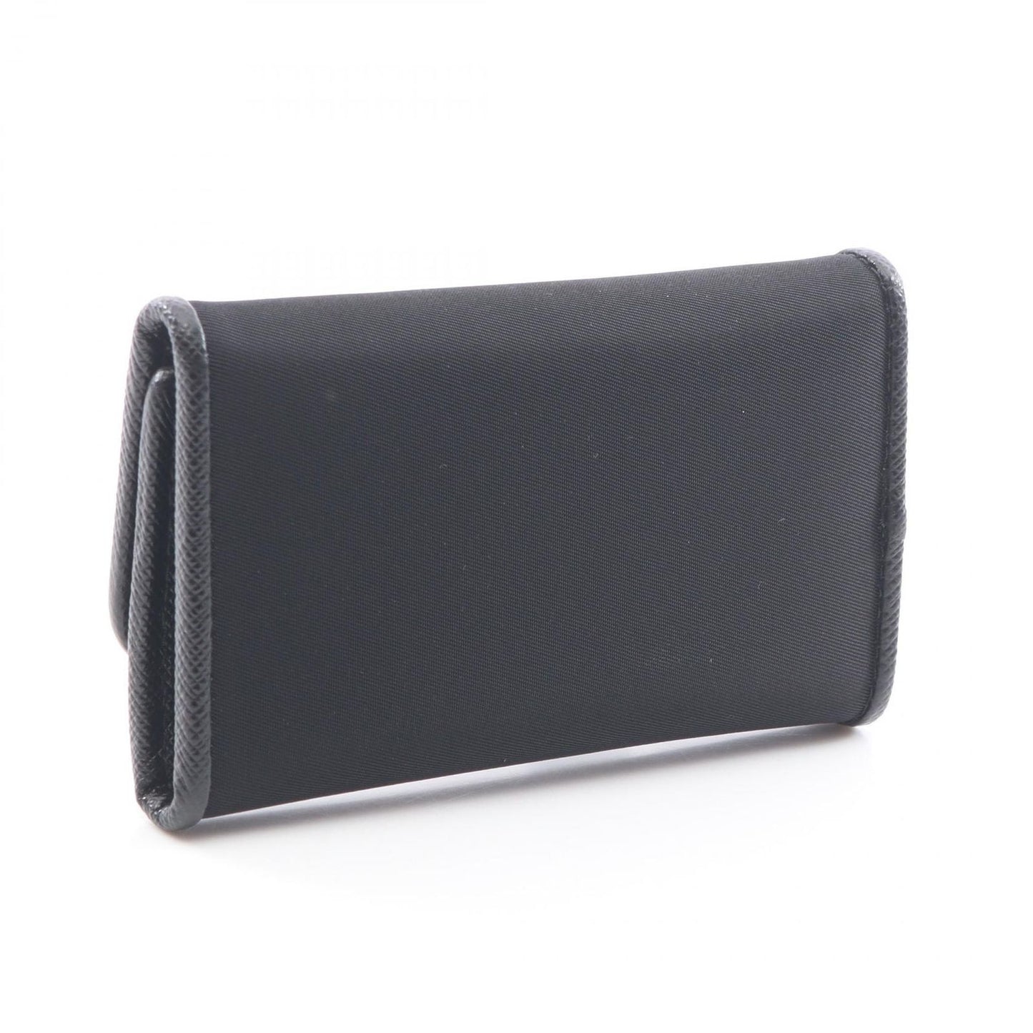 Prada Key Case Uzo Tessuto 6 Rows Black Nylon Saffiano Leather Triangle Logo — view 2