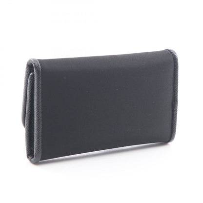 Prada Key Case Uzo Tessuto 6 Rows Black Nylon Saffiano Leather Triangle Logo — view 2