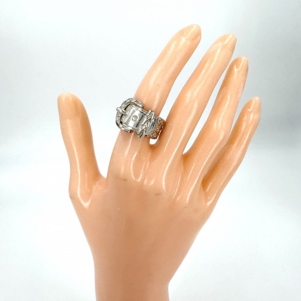 Hermes Ring Diane Belt Motif Vintage 51 925 Sterling Silver — view 2