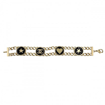Chanel Bracelet Chain CC Logo Heart Star Black Gold