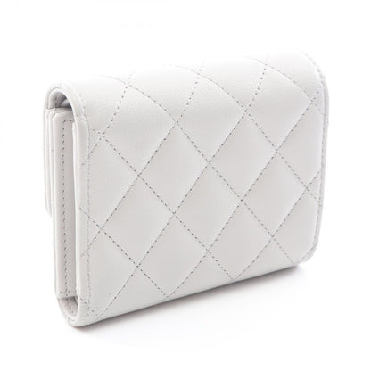 Chanel Trifold Wallet Quilted Pearl Gray Caviar Leather — view 2