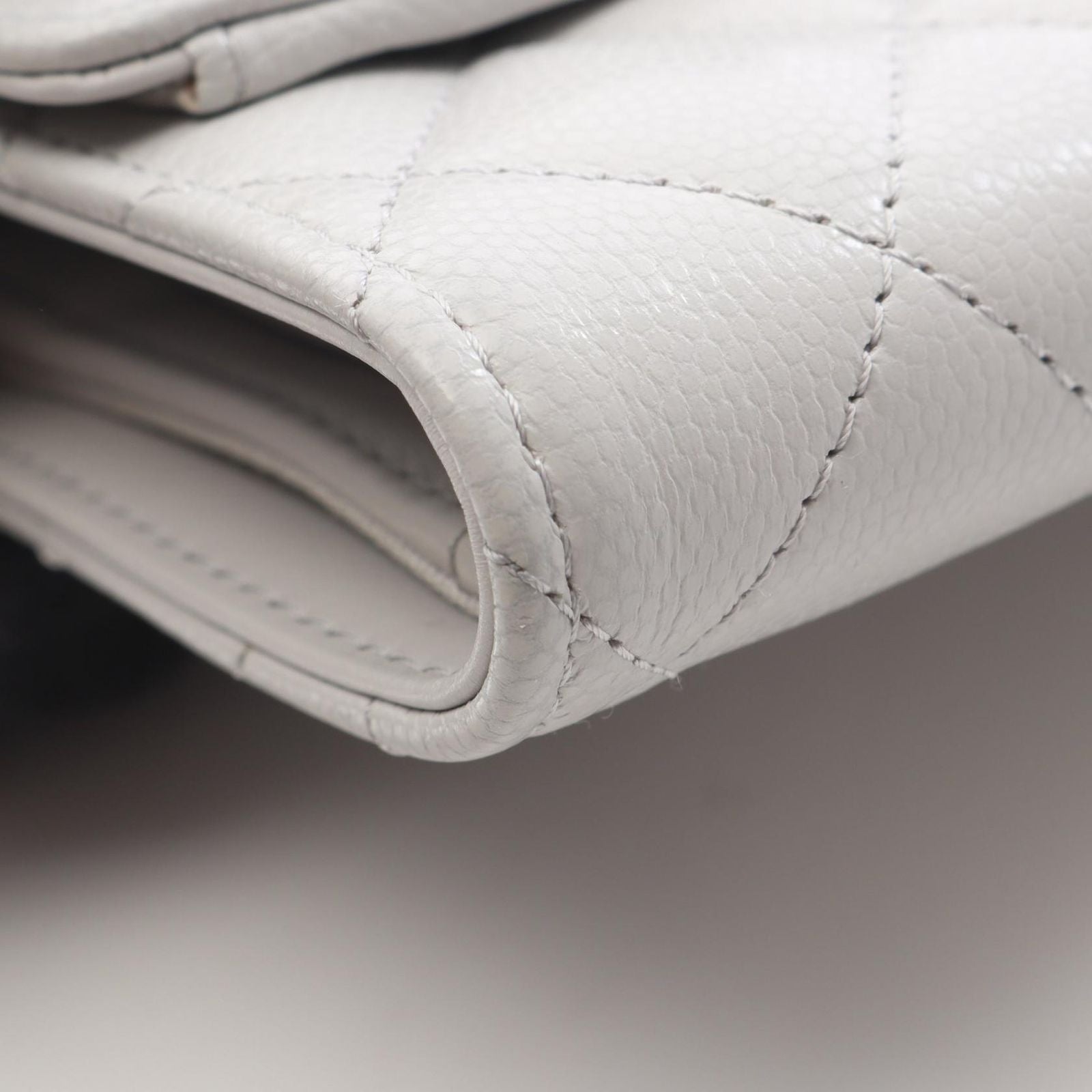 Chanel Trifold Wallet Quilted Pearl Gray Caviar Leather — view 8