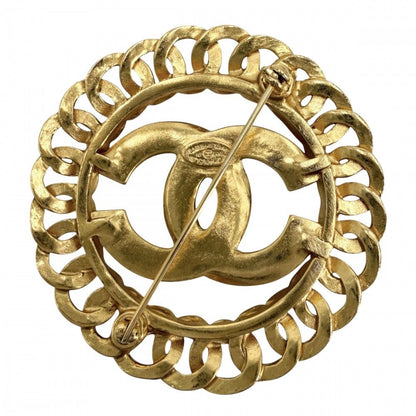 Chanel Brooch CC Logo Vintage Round Gold Plated — view 2