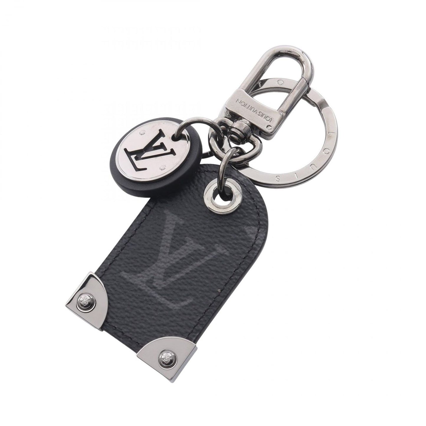 Louis Vuitton Key Holder Porte Cles Tab Travel Tag Monogram Eclipse Black