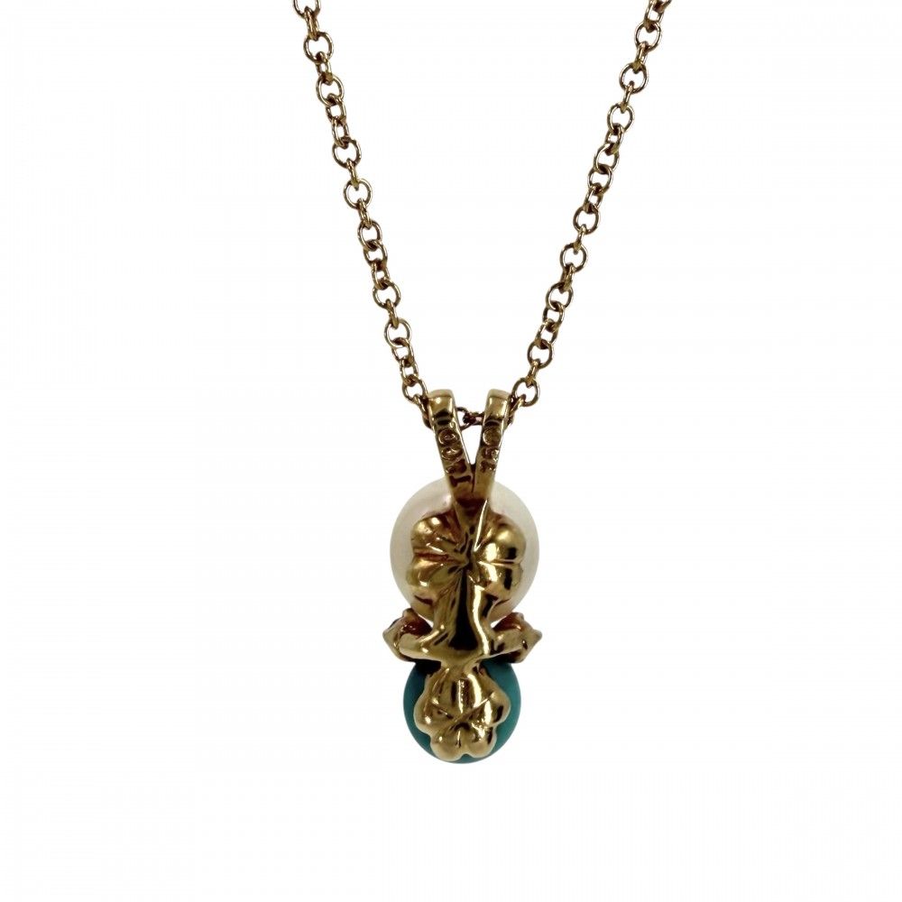 Tiffany & Co Necklace Gemstone Pearl Gold Blue — view 2