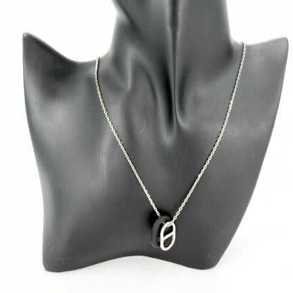 Hermes Necklace Star O'maillon Chaine D'ancre Pendant Leather Silver Black — view 3
