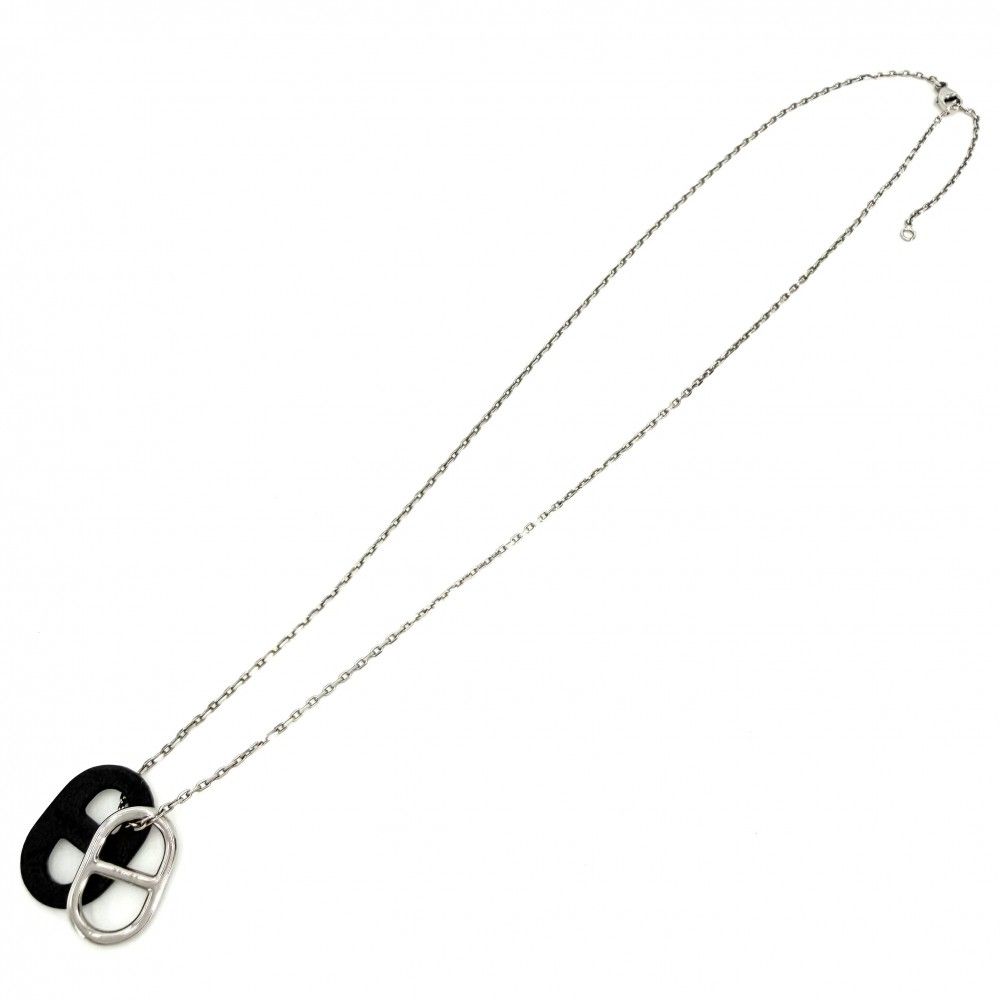 Hermes Necklace Star O'maillon Chaine D'ancre Pendant Leather Silver Black — view 6