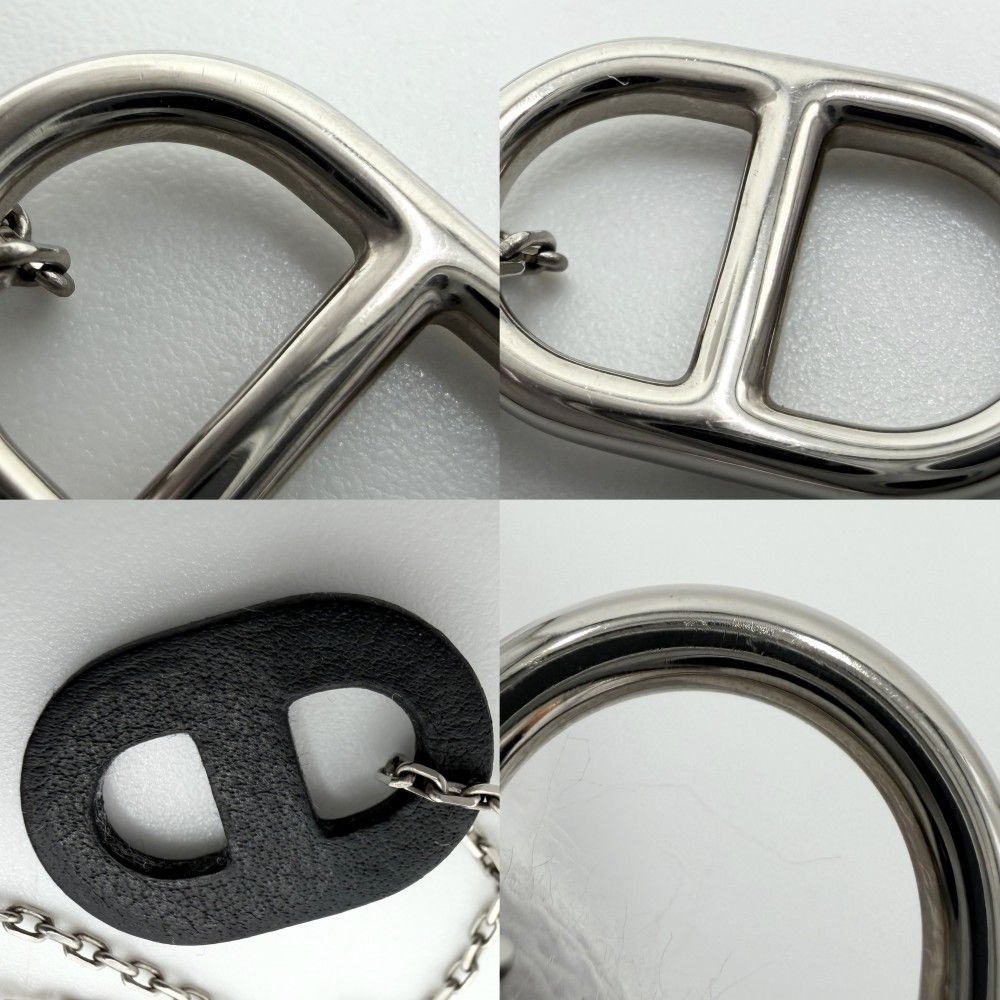 Hermes Necklace Star O'maillon Chaine D'ancre Pendant Leather Silver Black — view 7