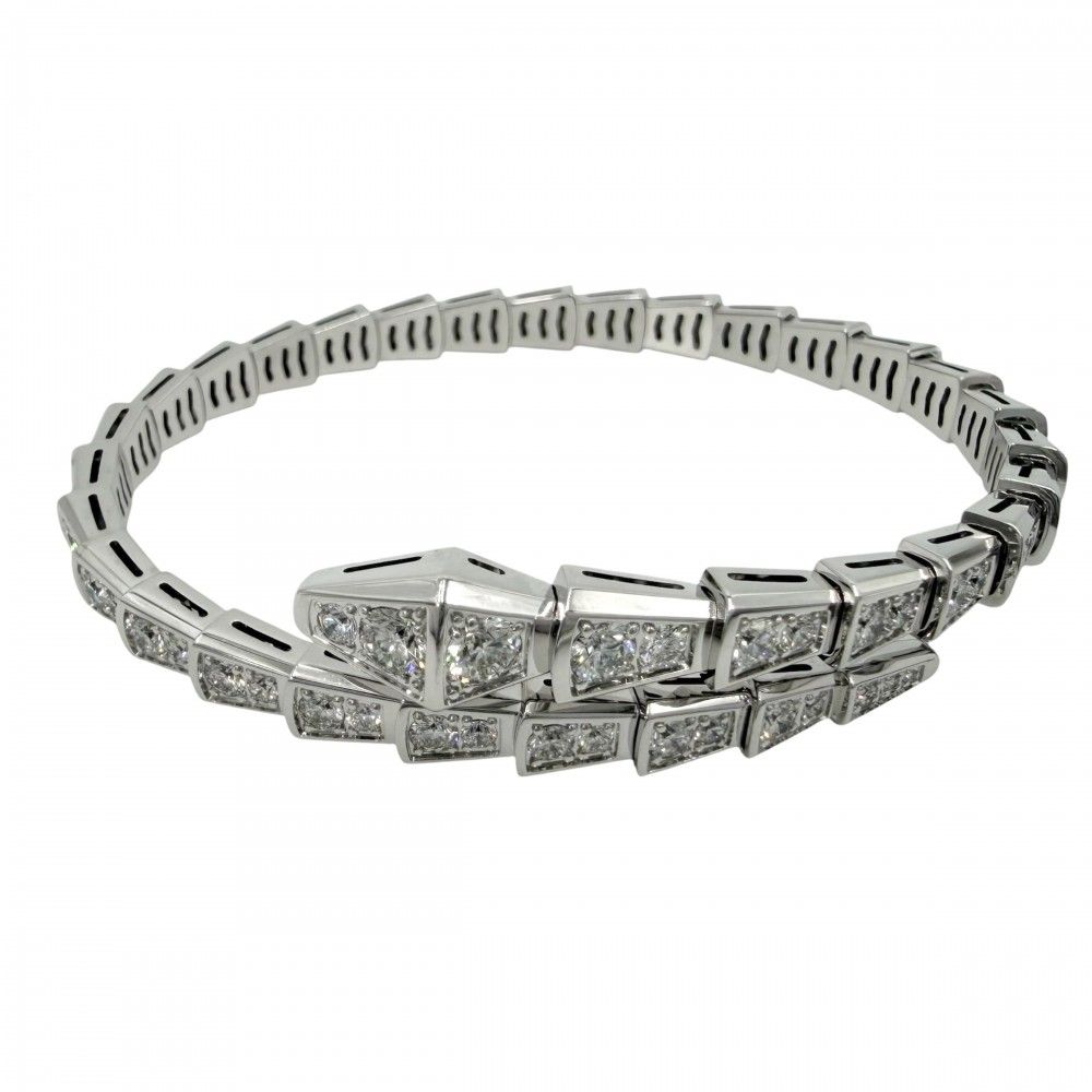Bvlgari Bangle Serpenti Vipa Bracelet 18k WG 16 White Gold Diamond