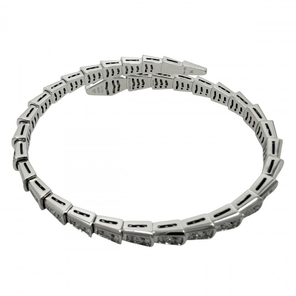 Bvlgari Bangle Serpenti Vipa Bracelet 18k WG 16 White Gold Diamond — view 2