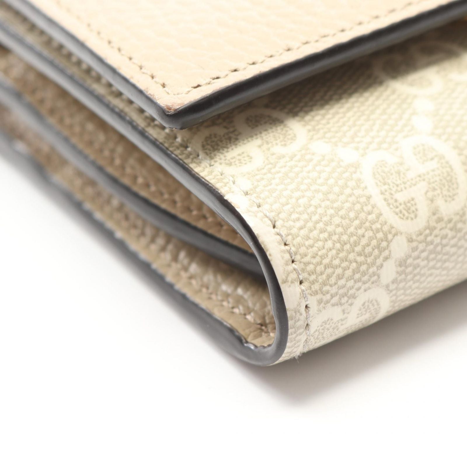 Gucci Bifold Wallet GG Marmont Beige Leather Double Bicolor Compact — view 6