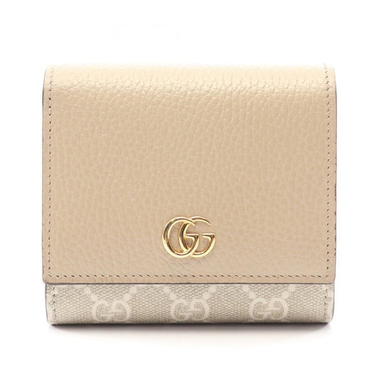 Gucci Bifold Wallet GG Marmont Beige Leather Double Bicolor Compact