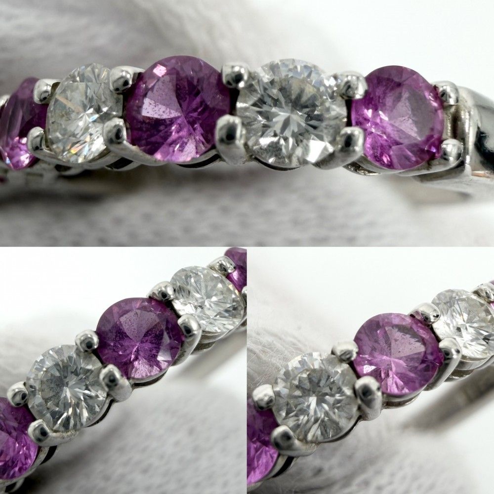 Tiffany & Co Ring Forever Embrace Band Half Eternity Platinum Diamond Pink — view 3