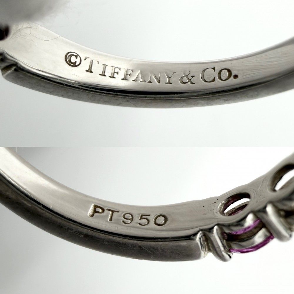 Tiffany & Co Ring Forever Embrace Band Half Eternity Platinum Diamond Pink — view 4