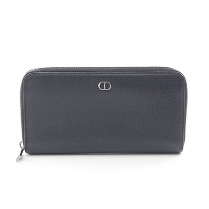 Dior Round Wallet CD Icon Long Zip Black Leather