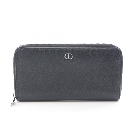 Dior Round Wallet CD Icon Long Zip Black Leather