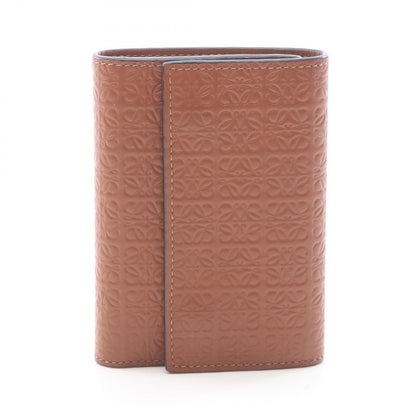 Loewe Trifold Wallet Vertical Small Brown Leather Anagram Repeat