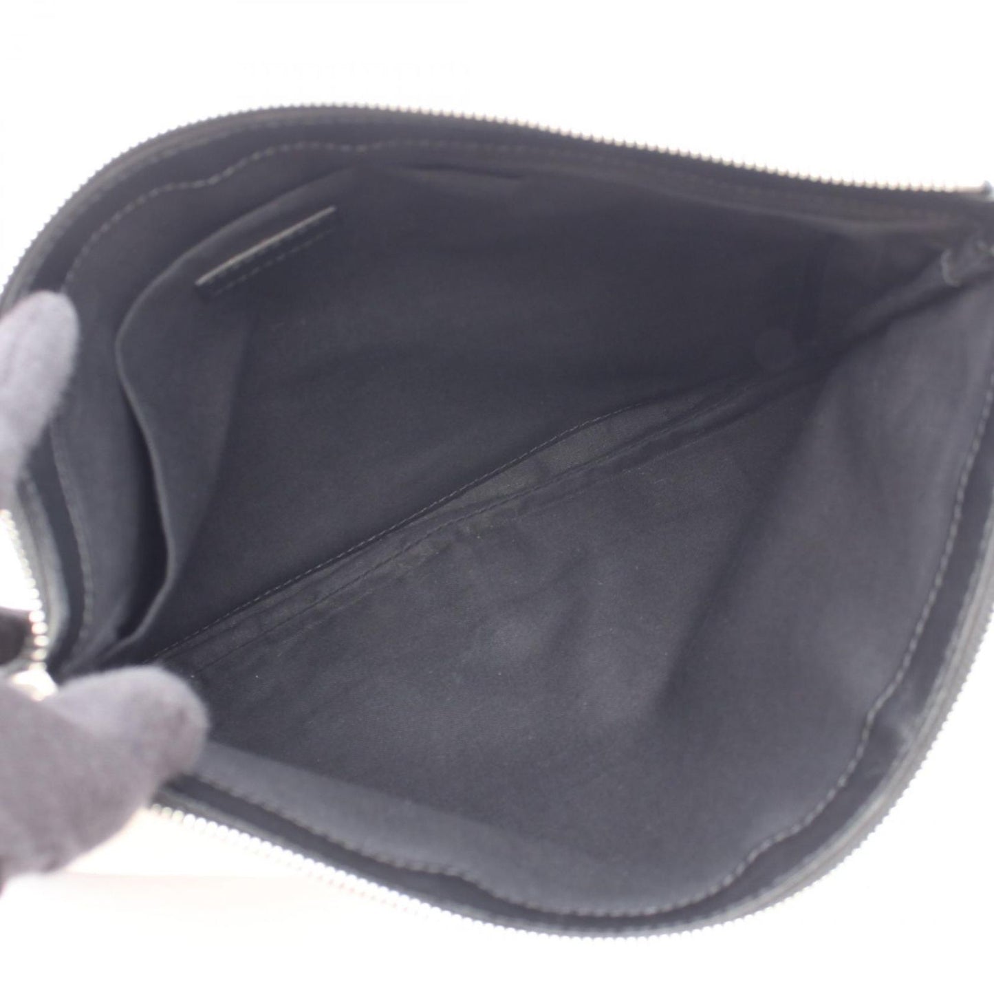 Balenciaga Clutch Navy Clip M Natural Black Canvas Leather — view 3